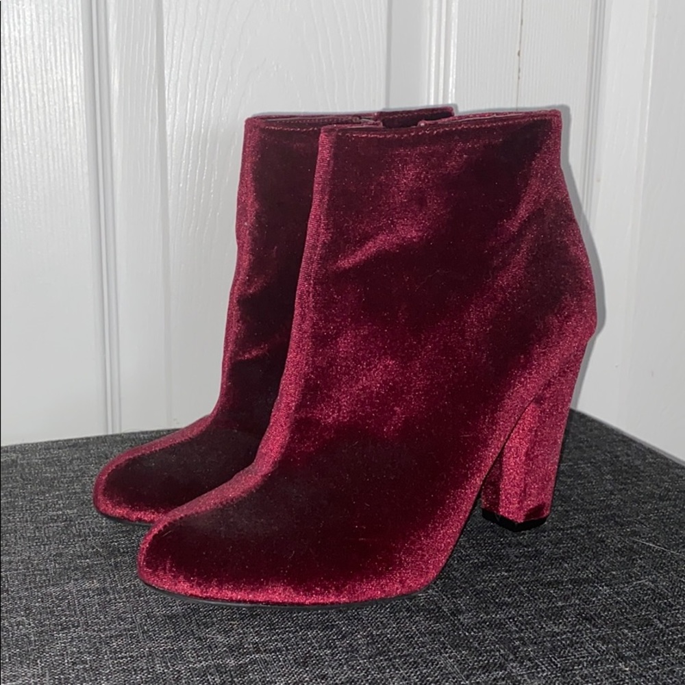 Maroon Velvet booties